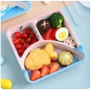 Baby Dishes Cartoon Dinosaur Children's Tableware Utensil Bamboo Fiber Baby Grid Dinner Plate Square Baby Feeding Plate