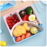 Baby Dishes Cartoon Dinosaur Children's Tableware Utensil Bamboo Fiber Baby Grid Dinner Plate Square Baby Feeding Plate