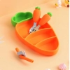 Children Carrot Silicone Tableware FeedingBaby Dinner Bowl Cartoon Plate Training Spoon Fork Infant Toddler Self Feeding Tool