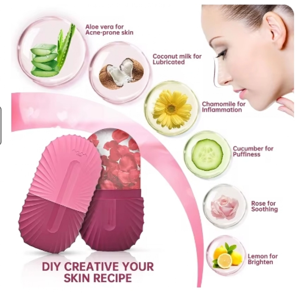 Ice Face Roller Ice Cube Beauty Massage Silicone Ice Mold For Eye Puffiness Ice Facial Roller Shrink Pores